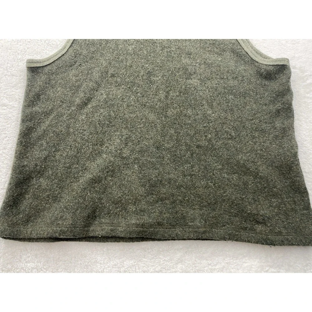 Utility Mens XL Lambswool V-Neck Sweater Vest Heather Olive Green RN 17730